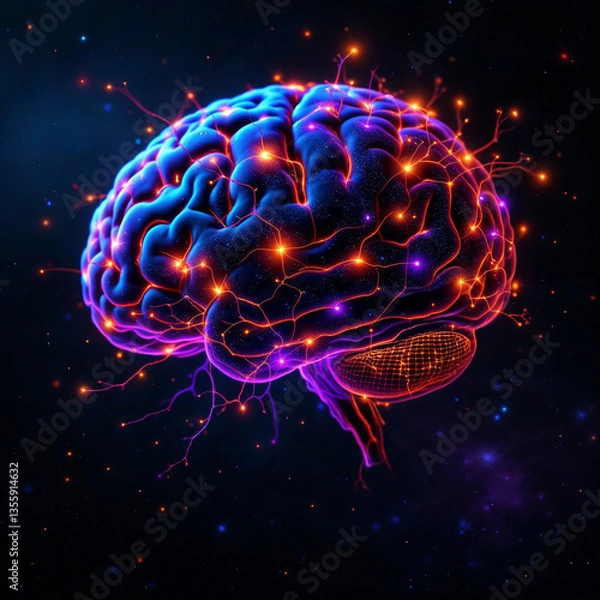 Fototapeta "The Future of AI: Neural Network Brain Visualization"

