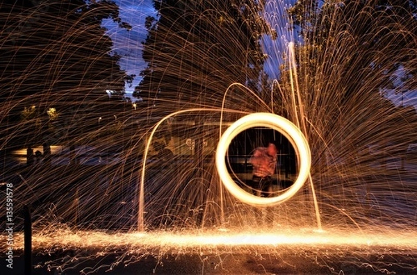 Obraz brennende Stahlwatte