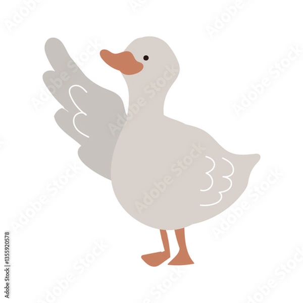 Obraz 指差す横向きのアヒルの手描きイラスト