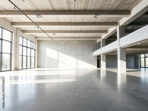 Obraz Empty Modern Industrial Loft Space with Large Windows