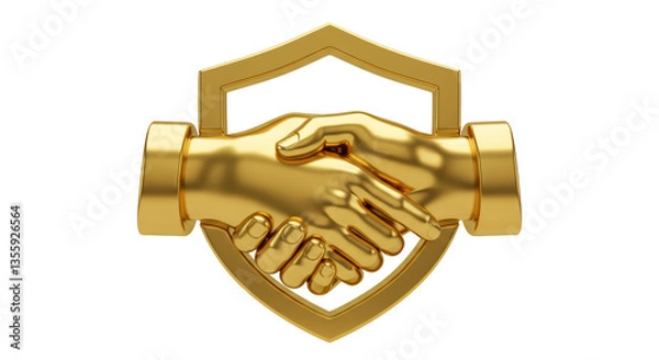 Obraz Isolated Golden Handshake Shield