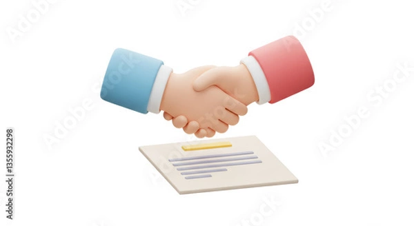 Fototapeta Isolated Handshake over Document Symbolizing Agreement and Partnership