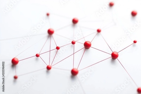 Fototapeta Red Dot Network Design