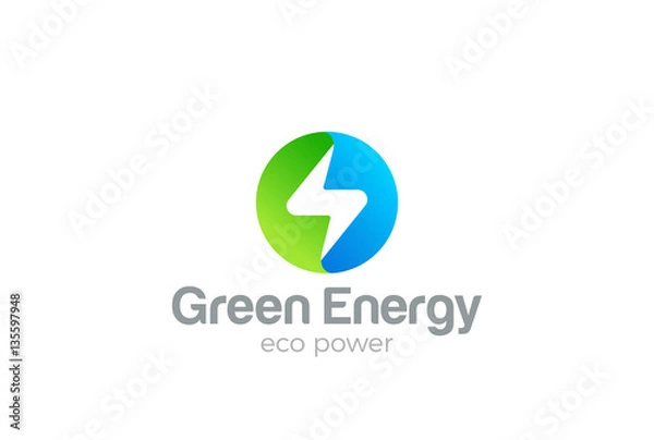 Obraz Flash Logo koło symbol Thunderbolt. Zielona energia Eco Power