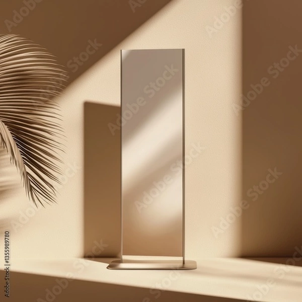 Fototapeta Realistic standee rollup banner mockup with soft shadows and a sleek aluminum base, ideal for showcasing corporate and promotional designs