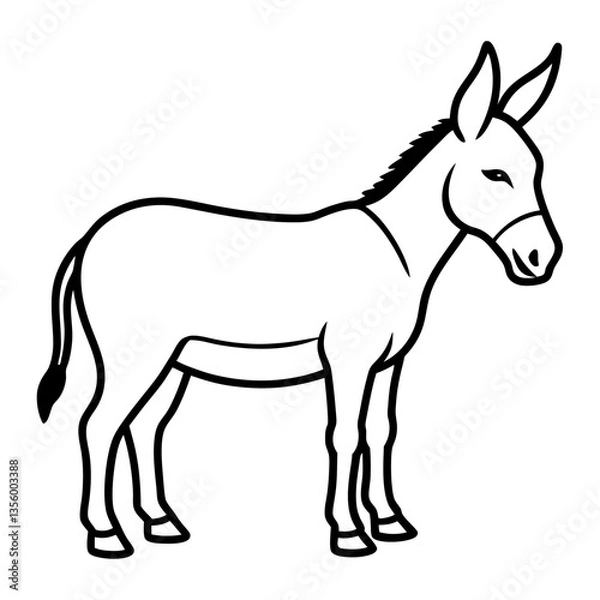 Obraz Donkey silhouette vector black outline