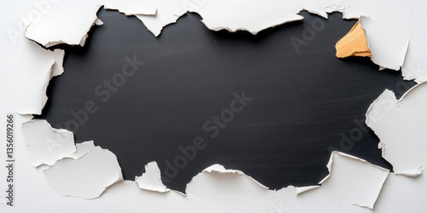 Fototapeta Intriguing torn paper reveal studio photo minimalist close-up art