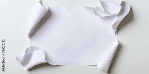 Fototapeta Top view creative torn paper unfolding action for copy space, text space