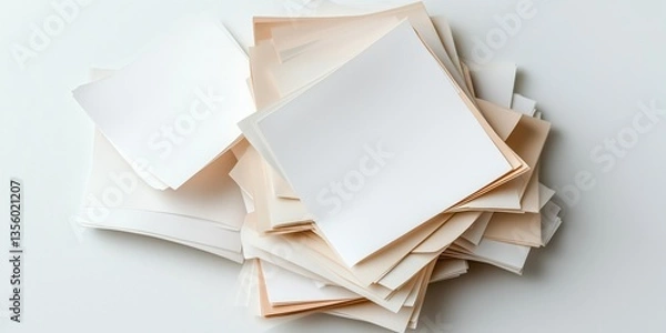 Fototapeta Paper stacking on white background