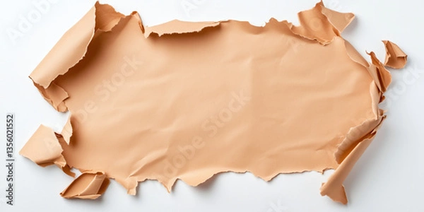 Fototapeta Torn paper with blank space for text on a white background top-view