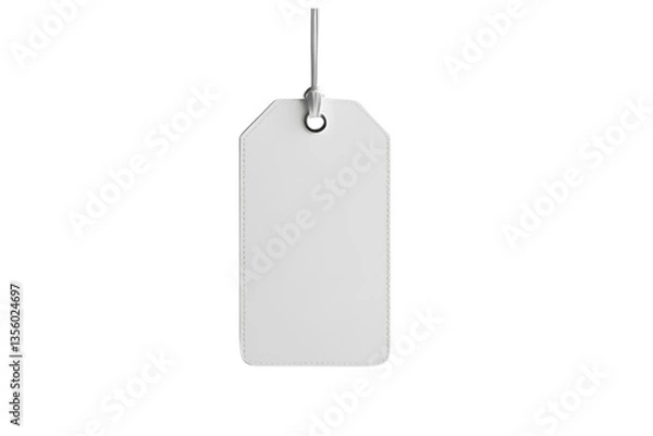 Obraz blank white tag, string, white background, isolated, no background