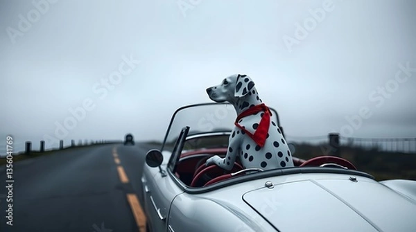 Obraz dog enjoying on the road