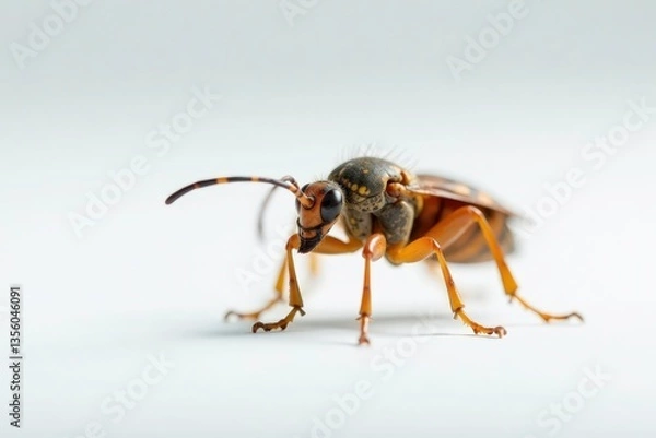 Fototapeta Close-up of a single insect on pure white background, fauna, still life