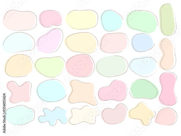 Obraz 春色の手描きシェイプフレームセット