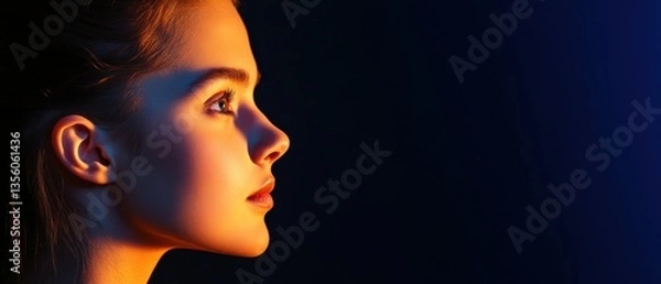 Fototapeta Woman's face in the dark