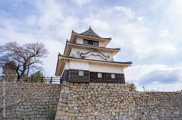Obraz 丸亀城の石垣と天守閣の風景