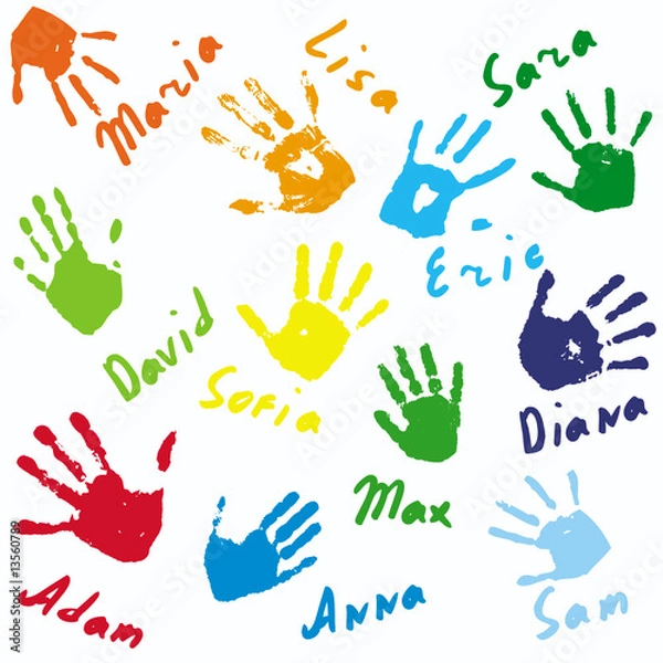 Obraz Hand prints and names