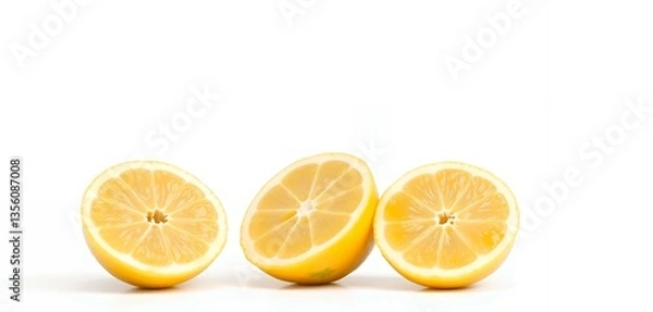 Obraz Three Lemon Halves in a Row Isolated on White Background