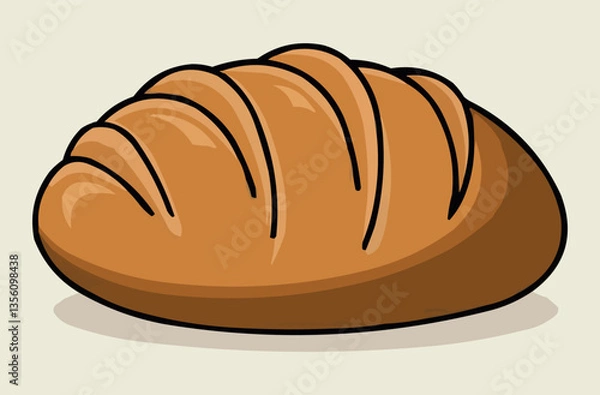 Obraz Fresh Golden Crusty Bread Cartoon Illustration for Bakery and Food Design