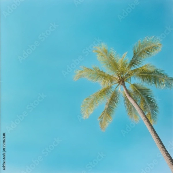 Fototapeta Palm tree against blue sky