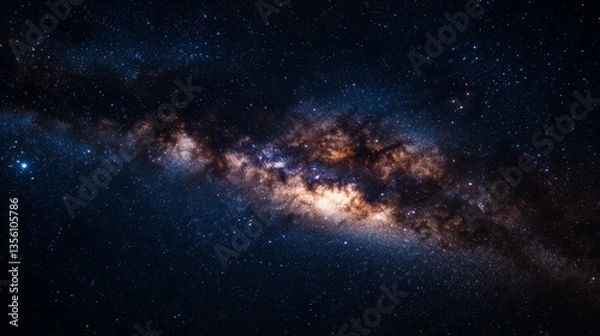Fototapeta Shimmering Silver River in the Celestial Milky Way Galaxy