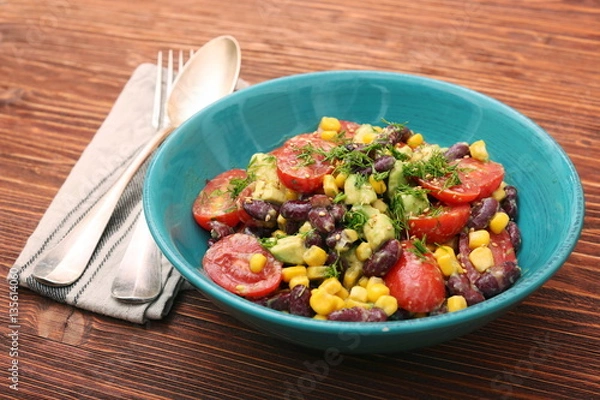 Obraz Black bean salad with avocado