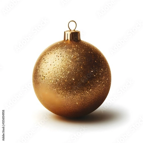 Obraz A golden dull christmas ball with glitter isolated on white background 