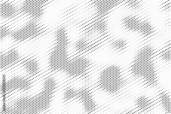 Fototapeta Grunge halftone gradient texture. Faded grit noise background. Sandy gritty wallpaper. Retro pixelated backdrop. Black and white anime or manga comic overlay. Vector graphic design textured halfton