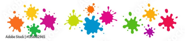 Fototapeta Colorful splashes in droplet style. Hand-drawn shapes of water droplets, liquid spray splashes and ink stains, silhouetted droplet vector set, liquid droplet illustration
