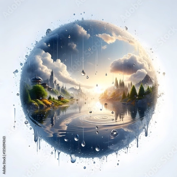 Obraz A rain water drops isolated on white background