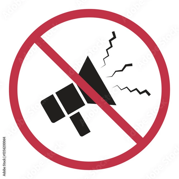 Obraz No loud noise or sound warning sign for public warning sign