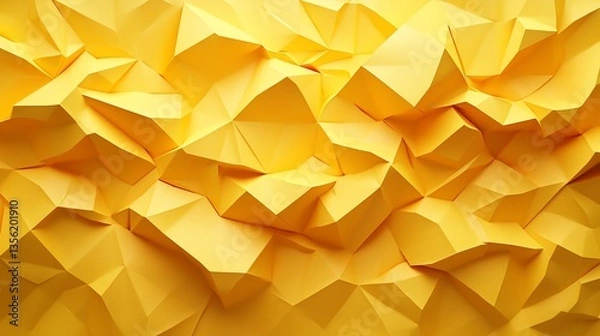 Fototapeta Abstract Yellow Geometric Paper Art Background with Low Poly Design