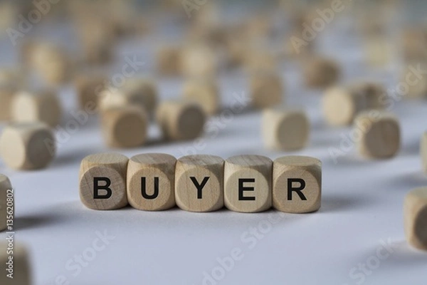 Obraz buyer - cube with letters, sign with wooden cubes