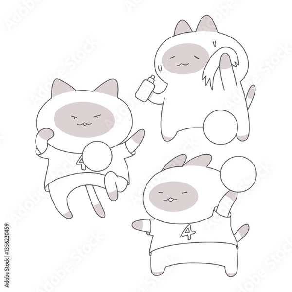 Obraz Cartoon cat engaging in a football-related activity