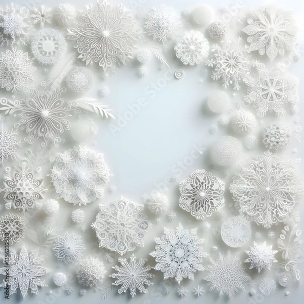 Obraz A white snowflakes background isolated on white background