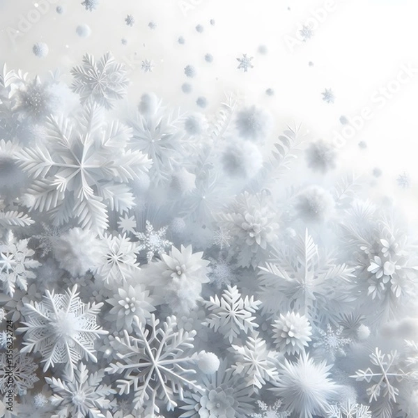 Obraz A white snowflakes background isolated on white background