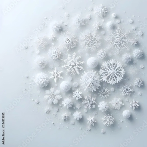 Obraz A white snowflakes background isolated on white background