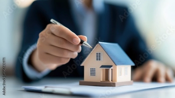 Fototapeta Agent and small house model