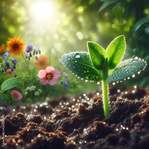 Obraz A young spout closeup in nature and soil