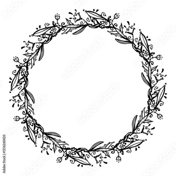 Obraz Wreath with delicate little flowers - vector.