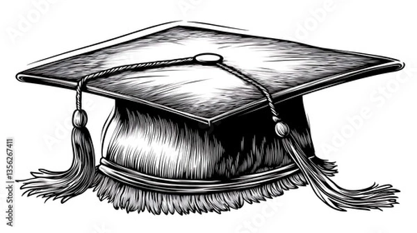 Obraz Graduation cap in hand-drawn style.