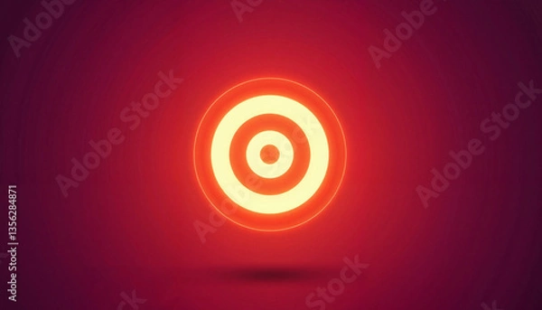 Fototapeta Bright glowing target icon with bullseye gradient, focus and precision