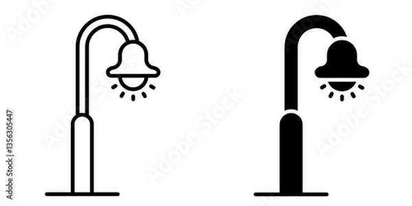 Fototapeta Street lamp editable stroke outline icon isolated on white background flat vector illustration, black outline, Pixel perfect