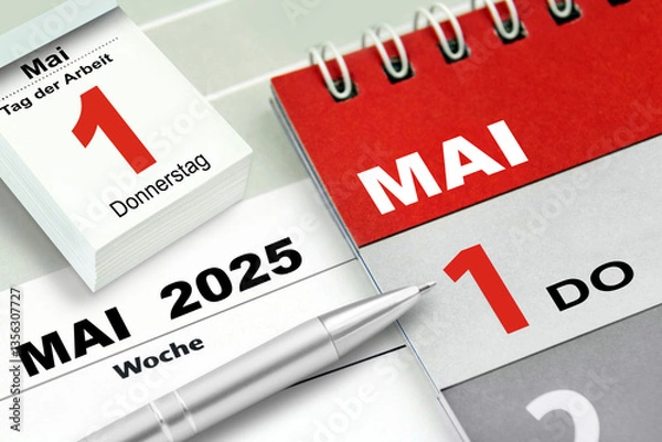 Obraz Deutscher Kalender Datum 1. Mai  2025 Tag der Arbeit
