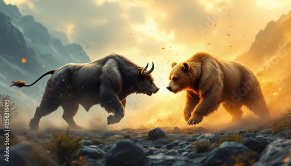 Obraz bull and bear confrontation