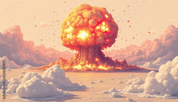 Obraz a striking image of a nuclear explosion's mushroom cludscape