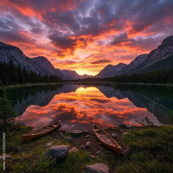 Obraz sunset on the lake