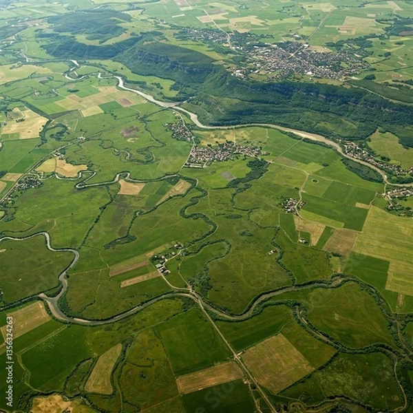 Obraz aerial view of village