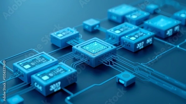 Obraz Tech Circuit Board: Intricate circuit board design with a futuristic feel. Components interconnected by delicate pathways.