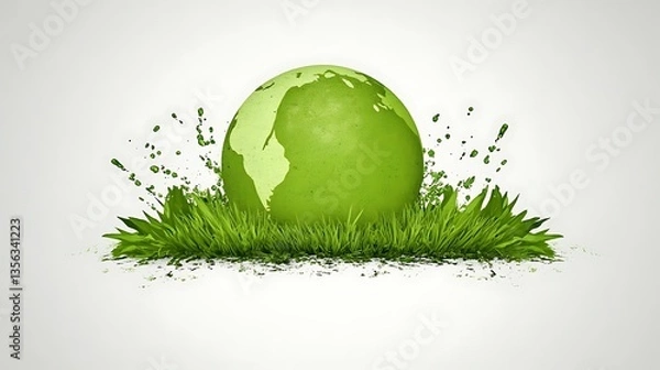 Obraz Green earth in grass with splashes.
